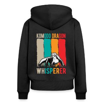 Komodo Dragon Whisperer Komodowaran - Frauen Premium Bio Zip Hoodie - Schwarz - Hinten - Julia (174cm)
