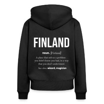 Finlande Gift Scandinavia Finlande Suomi Finne - Sweat à capuche zippé Premium bio Femme - noir - Dos - Julia (174cm)