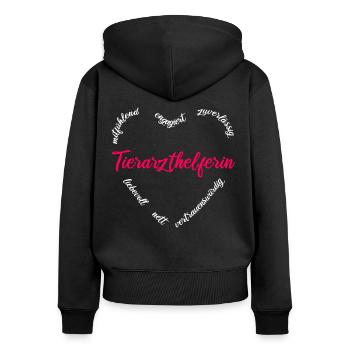 Tierarzthelferin Tierarzthelfer Geschenk Frauen - Frauen Premium Bio Zip Hoodie - Schwarz - Hinten - Julia (174cm)
