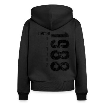 Édition Limitée 1988 Anniversaire Vintage 1988 - Sweat à capuche zippé Premium bio Femme - noir - Dos - Julia (174cm)