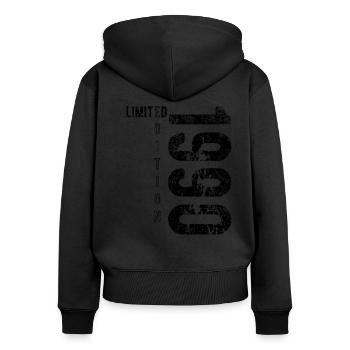 Édition Limitée 1990 Anniversaire Vintage 1990 - Sweat à capuche zippé Premium bio Femme - noir - Dos - Julia (174cm)