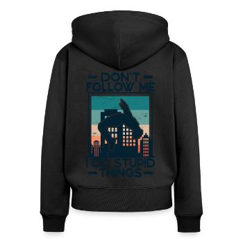 Parkour Freerunning Parkour Runner Ne me suivez pas - Sweat à capuche zippé Premium bio Femme - noir - Dos - Julia (174cm)