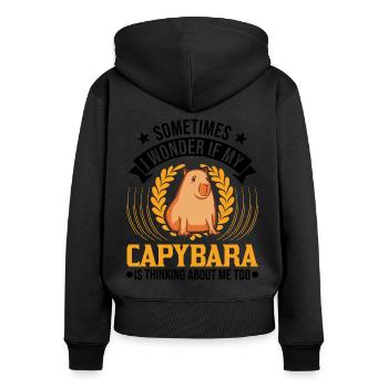 Capybara Wasserschwein Capibara - Women's Premium Organic Zip Hoodie - black - Back - Julia (174cm)