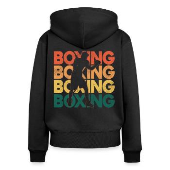 Boxing Retro Vintage Boxing - Women's Premium Organic Zip Hoodie - black - Back - Julia (174cm)