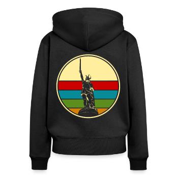 Hermannsdenkmal Retro Lippe Detmold - Frauen Premium Bio Zip Hoodie - Schwarz - Hinten - Julia (174cm)