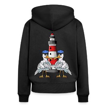 Maritime Seagulls Seabirds Lighthouse Coast Seabird - Women's Premium Organic Zip Hoodie - black - Back - Julia (174cm)