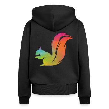 Aquarelle de gland d’écureuil - Sweat à capuche zippé Premium bio Femme - noir - Dos - Julia (174cm)