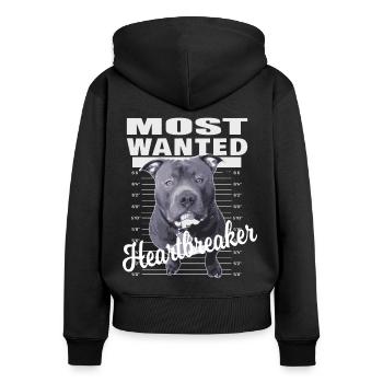American Bully XL blue line künstlerisches Design - Frauen Premium Bio Zip Hoodie - Schwarz - Hinten - Julia (174cm)
