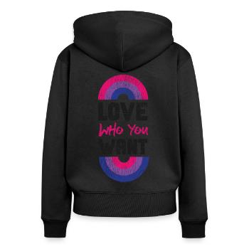 Bisexuel Bi Pride Flag Arc-en-ciel - Sweat à capuche zippé Premium bio Femme - noir - Dos - Julia (174cm)