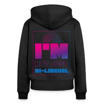 Bisexuel Bi Pride Flag Jeu de mots Je ne suis pas - Sweat à capuche zippé Premium bio Femme - noir - Dos - Julia (174cm)