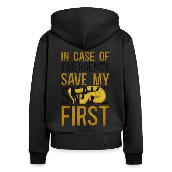 Snake Serpent In Case Of Emergency - Women's Premium Organic Zip Hoodie - black - Back - Julia (174cm)