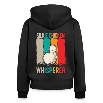 Seidenhuhn Flüsterer Silkie Chicken Whisperer - Frauen Premium Bio Zip Hoodie - Schwarz - Hinten - Julia (174cm)
