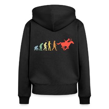 Pferd Und Bogen Evolution Retro Bogenschießen - Frauen Premium Bio Zip Hoodie - Schwarz - Hinten - Julia (174cm)