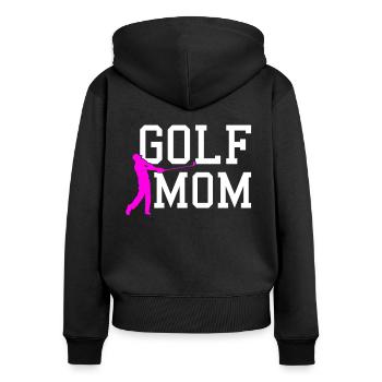 golf mom - Frauen Premium Bio Zip Hoodie - Schwarz - Hinten - Julia (174cm)