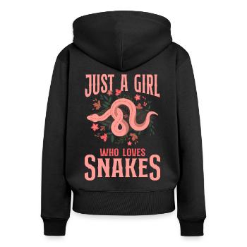 Snake Serpent Flower Floral Just A - Frauen Premium Bio Zip Hoodie - Schwarz - Hinten - Julia (174cm)