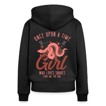 Serpent Serpent Fille Fleur Floral - Sweat à capuche zippé Premium bio Femme - noir - Dos - Julia (174cm)