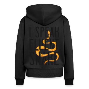 Snake Serpent I Speak Fluent Snake - Frauen Premium Bio Zip Hoodie - Schwarz - Hinten - Julia (174cm)