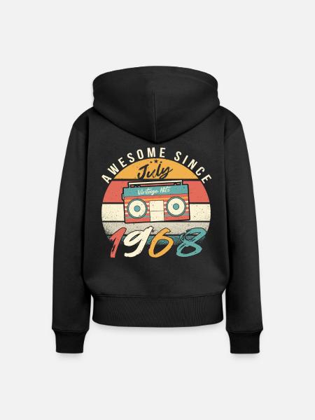 Retro Rekorder 1968 Juli - Frauen Premium Bio Zip Hoodie - Schwarz