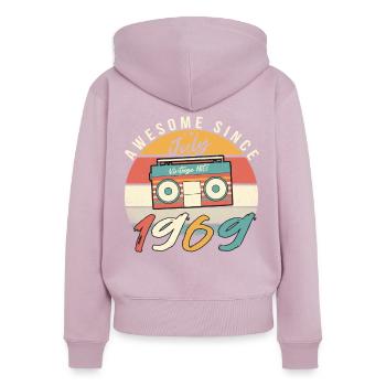 Retro Rekorder 1969 Juli - Frauen Premium Bio Zip Hoodie - Altrosa - Hinten - Julia (174cm)
