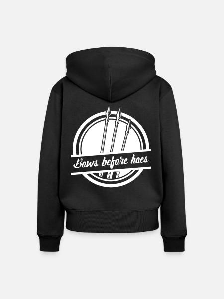 3D Bogensport Compoundbogen Langbogen - Frauen Premium Bio Zip Hoodie - Schwarz