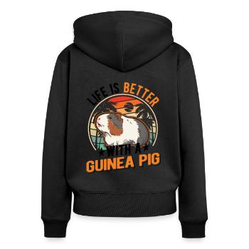 La vie est meilleure avec un cochon d’Inde Meerschweinchen - Sweat à capuche zippé Premium bio Femme - noir - Dos - Julia (174cm)