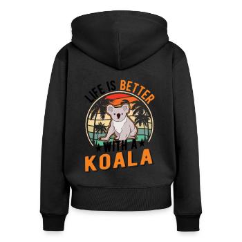 Life is better with a Koala - Women's Premium Organic Zip Hoodie - black - Back - Julia (174cm)