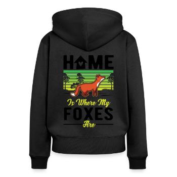 Home is where my Foxes are Fuchs - Women's Premium Organic Zip Hoodie - black - Back - Julia (174cm)