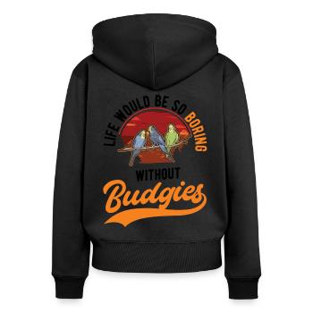 Budgerigar Cadeau Welli Perruche - Sweat à capuche zippé Premium bio Femme - noir - Dos - Julia (174cm)