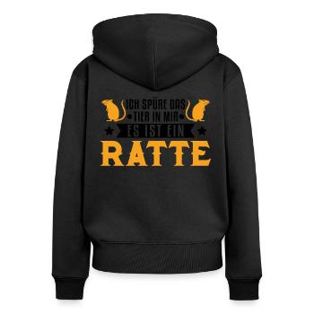 Ich spüre das Tier in mir Es ist ein Ratte - Frauen Premium Bio Zip Hoodie - Schwarz - Hinten - Julia (174cm)