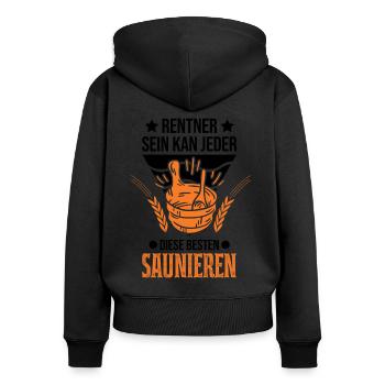 Sauna Rentner Saunieren Opa Saunagänger - Frauen Premium Bio Zip Hoodie - Schwarz - Hinten - Julia (174cm)
