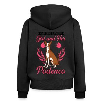 Podenco Girl Lévrier espagnol Ibizan Hound - Sweat à capuche zippé Premium bio Femme - noir - Dos - Julia (174cm)