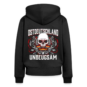 Ostdeutschland Tshirt Herren Ossi Dresden NVA DDR - Frauen Premium Bio Zip Hoodie - Schwarz - Hinten - Julia (174cm)
