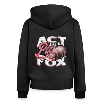 Pig Gift Piglet Kids Piglet Pig Pig - Women's Premium Organic Zip Hoodie - black - Back - Julia (174cm)