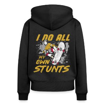 Skateboard Tshirt Skater Sk8 Sk8er Halfpipe Flip - Frauen Premium Bio Zip Hoodie - Schwarz - Hinten - Julia (174cm)