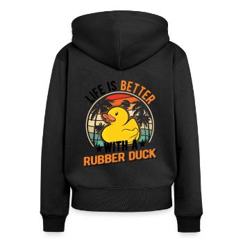 La vie est meilleure avec un Rubber Duck Gummiente - Sweat à capuche zippé Premium bio Femme - noir - Dos - Julia (174cm)