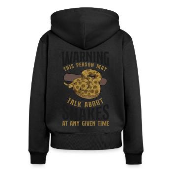 Snake Serpent Warning This Person - Frauen Premium Bio Zip Hoodie - Schwarz - Hinten - Julia (174cm)