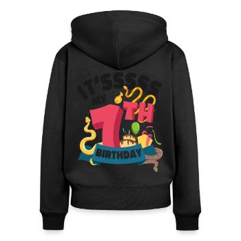 Snake Serpent It'Ssss My 7Th - Frauen Premium Bio Zip Hoodie - Schwarz - Hinten - Julia (174cm)