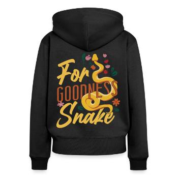 Serpent Serpent Serpent Jeu de mots pour la bonté - Sweat à capuche zippé Premium bio Femme - noir - Dos - Julia (174cm)