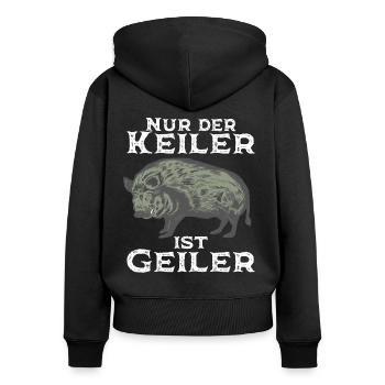 Geiler Keiler Wildschwein Jäger Tshirt - Frauen Premium Bio Zip Hoodie - Schwarz - Hinten - Julia (174cm)