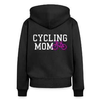 cycling mom - Frauen Premium Bio Zip Hoodie - Schwarz - Hinten - Julia (174cm)
