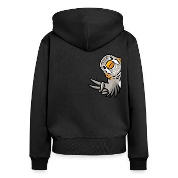 Oiseau pinson zèbre De côté - Sweat à capuche zippé Premium bio Femme - noir - Dos - Julia (174cm)