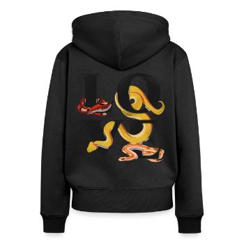 Snake Serpent Vintage Love - Frauen Premium Bio Zip Hoodie - Schwarz - Hinten - Julia (174cm)
