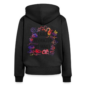 Snake Serpent Watercolor Easily - Frauen Premium Bio Zip Hoodie - Schwarz - Hinten - Julia (174cm)