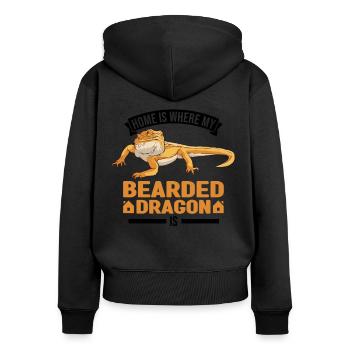 Home is where my Bearded Dragon is Bartagame - Frauen Premium Bio Zip Hoodie - Schwarz - Hinten - Julia (174cm)
