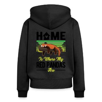 Home is where my Red Pandas are Roter Panda - Women's Premium Organic Zip Hoodie - black - Back - Julia (174cm)