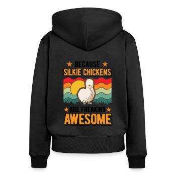 Silk Chicken Gift Silke Chicken - Women's Premium Organic Zip Hoodie - black - Back - Julia (174cm)