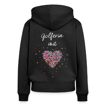 Golferin Mit Herz Golf Golfen Golfplatz - Frauen Premium Bio Zip Hoodie - Schwarz - Hinten - Julia (174cm)