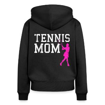 tennis mom - Frauen Premium Bio Zip Hoodie - Schwarz - Hinten - Julia (174cm)