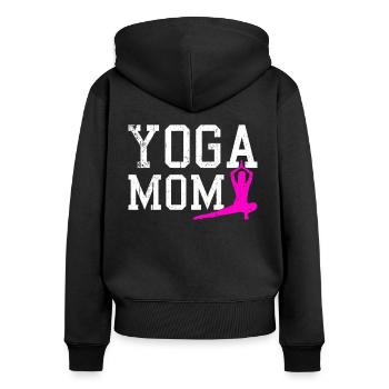 yoga mom - Frauen Premium Bio Zip Hoodie - Schwarz - Hinten - Julia (174cm)