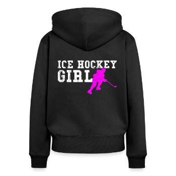 hockey sur glace fille - Sweat à capuche zippé Premium bio Femme - noir - Dos - Julia (174cm)